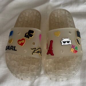Karl Lagerfeld Transparent Slides with Multicolor Details